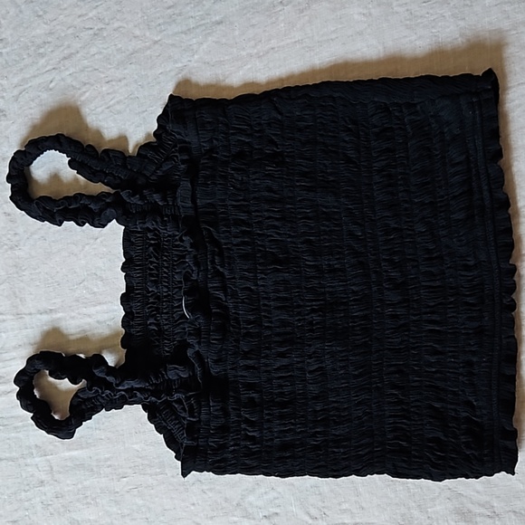 Abercrombie & Fitch black crop top ruched straped size small - Picture 9 of 13